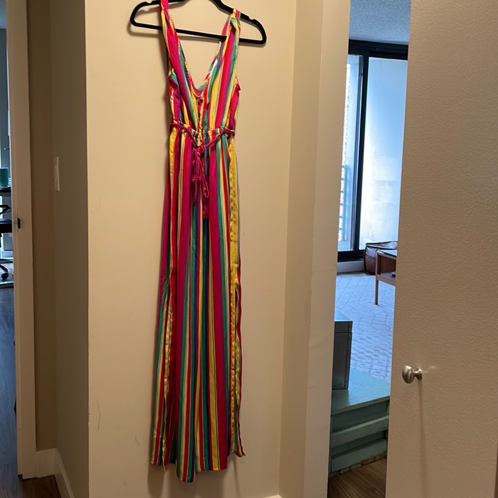 BB Dakota XS rainbow striped maxi dress